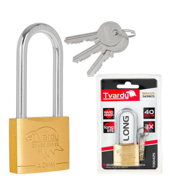 Pastiprināta misiņa piekaramā slēdzene ar garu loku BRASS-SERIES 40 mm