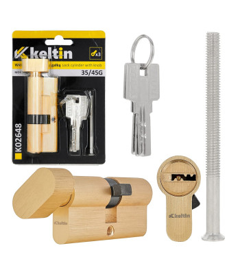 Slēdzenes cilindrs ar pogu, matēta misiņa krāsa 35/45G