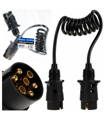 Spirālveida pagarinātājs piekabei 1,5 m 7PIN 12V