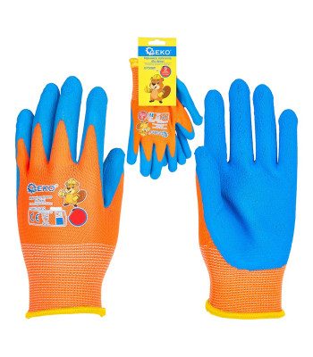 Aizsargcimdi bērniem, oranži zili, izmērs 2 (2–4 gadi) (12/240)