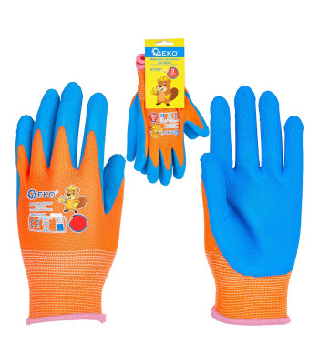 Aizsargcimdi bērniem, oranži zili, 3. izmērs (5–8 gadi) (12/240)