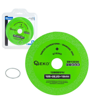 Dimanta disks stikla un flīžu griešanai un slīpēšanai GEKO 125×22,23×15 mm