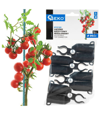 Regulējami augšējie savienotāji dārza stieņiem, 4 gab. iepakojumā GEKO G72143 20 mm
