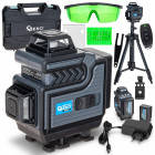 Krustlīniju lāzers ar zaļu līniju un statīvu, pilns komplekts, 4D 360°, Geko G03321