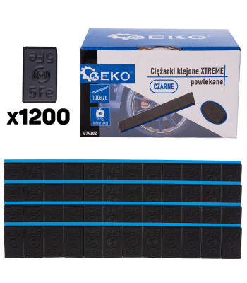 Līmējamie riteņu balansēšanas atsvari XTREME, melni, ar pārklājumu, komplekts 100 lentēm (6kg), 12x5g