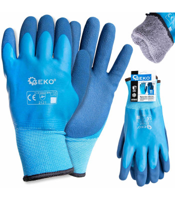 Ūdensizturīgi siltināti ziemas darba cimdi, kokvilna–latekss (12/120), 11. izmērs