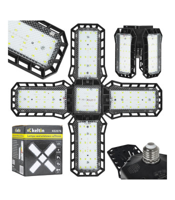 Salokāma griestu LED darbnīcas lampa ar regulējamiem paneļiem E27 43W 3400 lm 6500K