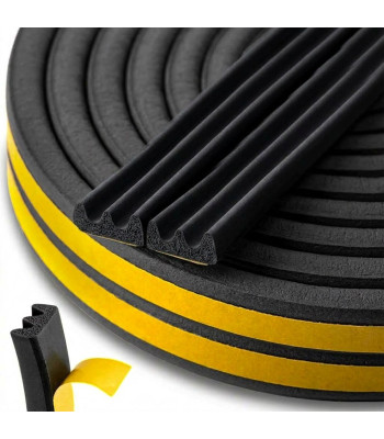 Pašlīmējoša blīvgumija logiem un durvīm, EPDM, melna, tips E, 9x4mm, 150m