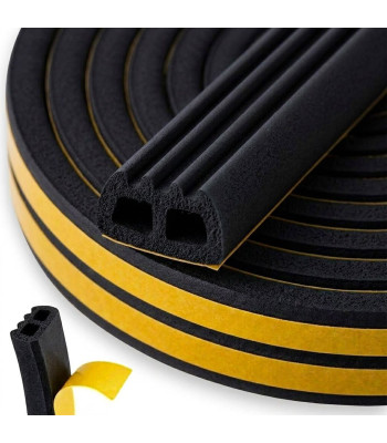 Pašlīmējoša EPDM blīve logiem un durvīm, melna, tipa E, 15x8mm, 50m