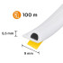 Pašlīmējoša EPDM blīve logiem un durvīm, balta, tips P, 9x5,5 mm, 100 m