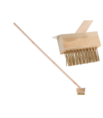 Stiepļu birste ar skrāpi bruģim, koka kāts, 85 mm, 35 mm, 118 cm