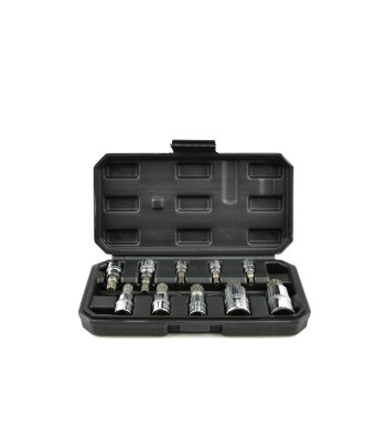 Spline uzgaļu galviņu komplekts, 10 gab. – 1/4″, 3/8″, 1/2″, M4–M18