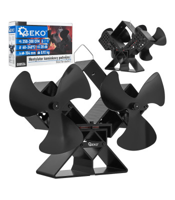 Divu lāpstiņriteņu termoelektriskais kamīna ventilators 154 mm GEKO