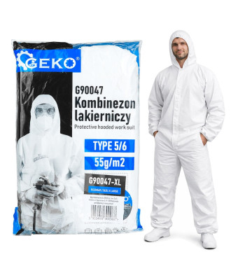 Krāsotāja aizsargkombinezons ar kapuci, 55 g/m2, 5/6. tips, XL