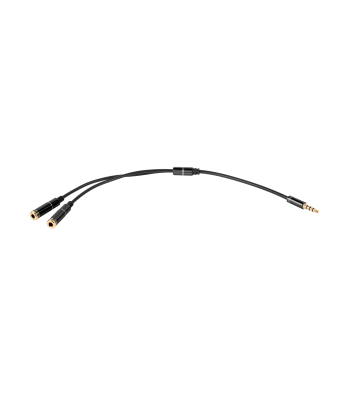 Stereo adapteris ar zeltītiem galiem, HQ, Jack 3.5 4 polu–2xJack 3.5, 20 cm