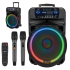 Aktīvā skaļruņu sistēma ar 2 bezvadu UHF mikrofoniem, SD, Bluetooth, FM, USB, LED, 60 Watt KM 1718