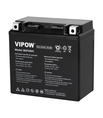 Motociklu VIPOW MC tipa akumulators 12V 14Ah