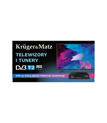 Baneris Kruger&Matz — televizori un DVB-T2 uztvērēji, 200 x 100 cm