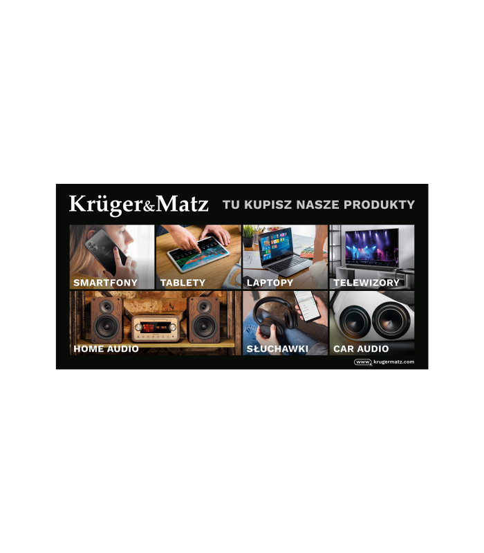 Baneris “Šeit varat iegādāties mūsu produktus” Kruger&Matz 200 x 100 cm