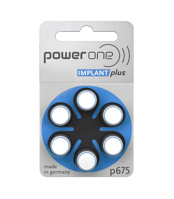 Dzirdes implantu baterijas POWER ONE IMPLANTplus VARTA, 6 gab./blisteris, 675