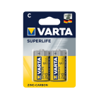 VARTA SUPERLIFE cinka–oglekļa baterijas, 2 gab./blisterī, R14