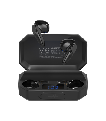 Bezvadu ausīs ievietojamas austiņas ar power bank, melnas, Kruger&Matz M6