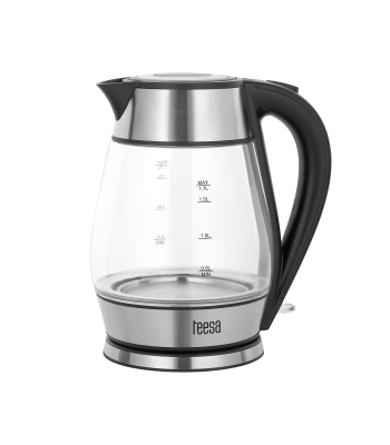 Elektriskā tējkanna TEESA, stikla un nerūsējošā tērauda, melna — TSA1512B, 2200 W, 1,7 l