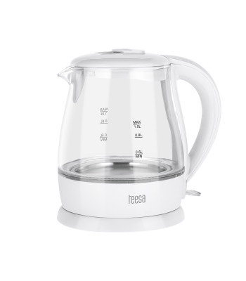 Elektriskā stikla tējkanna TEESA, balta, 1630 W, 1 L, TSA1030