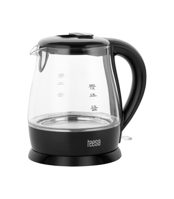 Elektriskā stikla tējkanna Teesa, melna, TSA1030B, 1630 W, 1 L