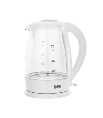 Elektriskā stikla tējkanna TEESA, balta, 2200 W, 1,7 L, TSA1511W