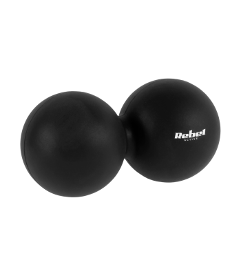 Duoball Rebel Active dubultā masāžas bumbiņa, melna, silikona, 6,2 cm