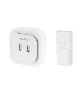 Bezvadu durvju zvans Rebel ar 230V spraudni (36 melodijas, 2 USB ligzdas)