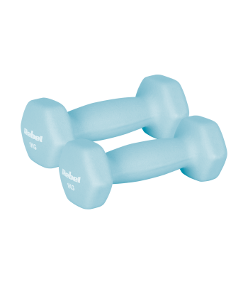 Čuguna neoprēna hanteles REBEL ACTIVE HEX, 2 x 1 kg