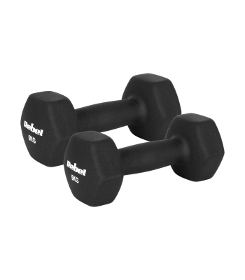 Čuguna neoprēna hanteles HEX, REBEL ACTIVE, 2x5 kg