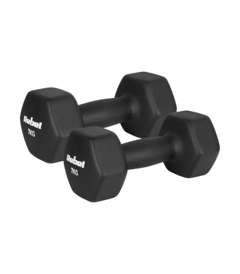 Čuguna neoprēna hanteles REBEL ACTIVE – HEX, 2 x 7 kg