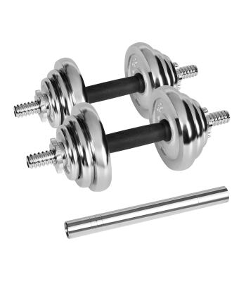 Regulējamas čuguna hanteles koferī ar stieni, komplekts Rebel Active 20 kg
