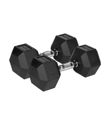 Čuguna gumijotas HEX hanteles Rebel Active, 2 x 12,5 kg