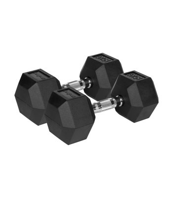 Gumijotas sešstūra čuguna hanteles HEX Rebel Active 2x15 kg