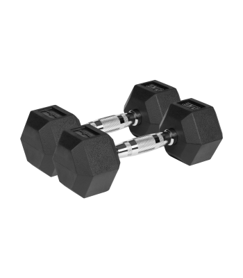Gumijotas čuguna HEX hanteles Rebel Active, 2 x 5 kg
