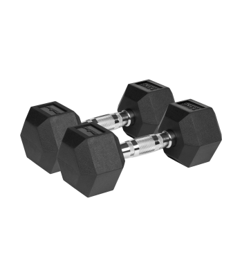 Gumijotas sešstūra čuguna hanteles Rebel Active, 2 x 7,5 kg