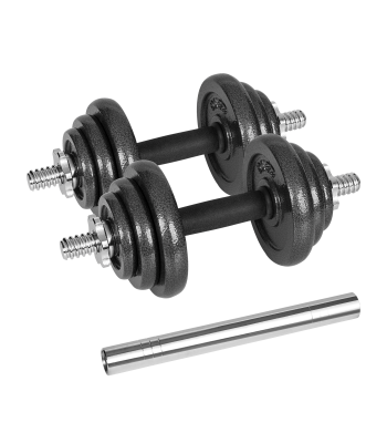 Regulējamas čuguna hanteles koferī ar stieni, komplekts Rebel Active 20 kg