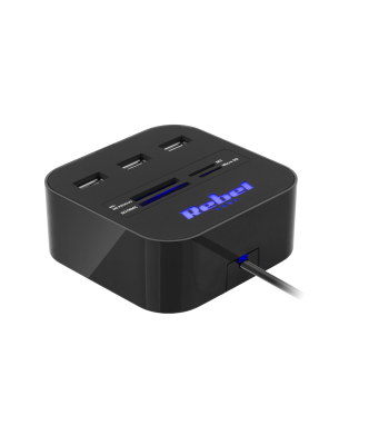 USB centrmezgls ar atmiņas karšu lasītāju, 3 porti USB 2.0