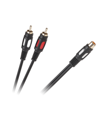 RCA kabelis – 1 RCA ligzda, 2 RCA spraudņi, 25cm