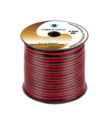 Skaļruņu kabelis KAB0383, melns/sarkans, 2 x 0,75 mm², 100 m