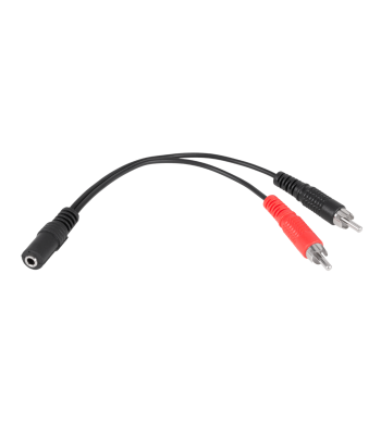 Savienojuma kabelis ar ligzdu un savienotājiem, Jack3.5–2xRCA, 20cm