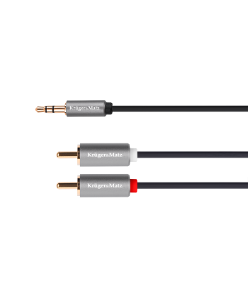 Stereo 3,5 mm jack spraudņa–2 RCA kabelis Kruger&Matz Basic, 1 m