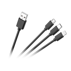 Savienojuma kabelis 3 vienā, USB A–micro USB/USB C/Lightning, 1.2m