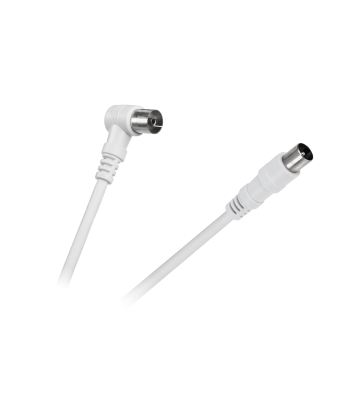 TV-VIDEO kabelis, leņķa–taisnais, balts, Cabletech 5m