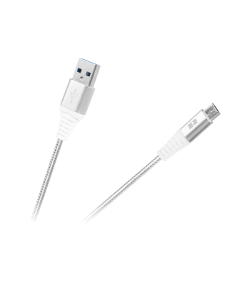 USB–micro USB kabelis, balts, REBEL 100 cm