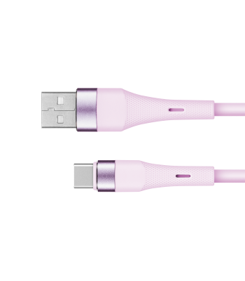 USB–USB-C silikona kabelis Kruger&Matz Basic KM1268, rozā, 1 m